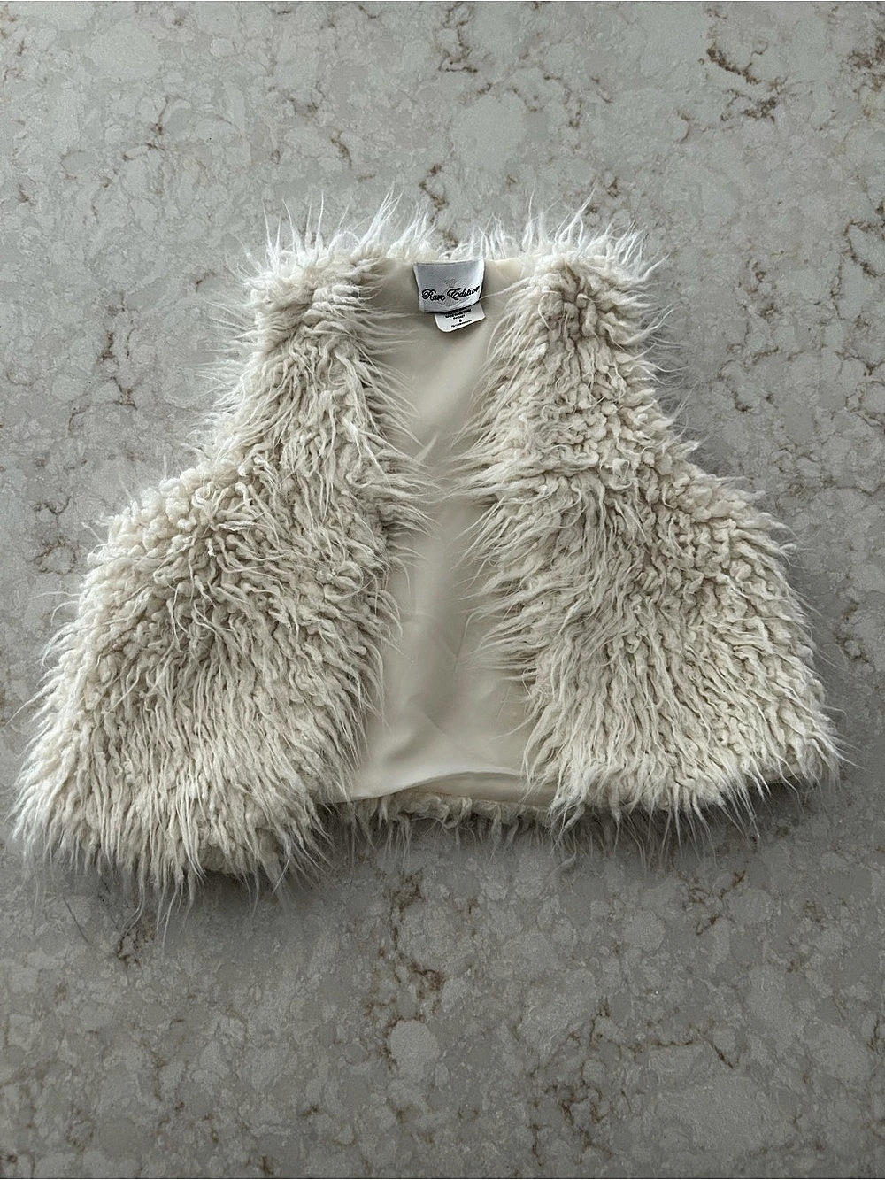 Girls Shag Faux Fur Vest in Cream Size 8